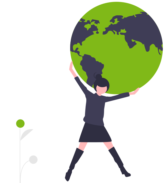 woman trying to hold world on shoulders